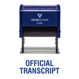 Blue Official Transcript Self Inking Rubber Stamp