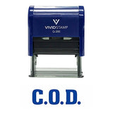 Blue C.O.D. Self Inking Rubber Stamp