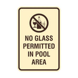 Signs ByLITA Portrait Round No Glass Permitted In Pool Area Sign with Adhesive Tape, Mounts On Any Surface, Weather Resistant, Indoor/Outdoor Use
