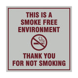 Signs ByLITA Square This is a Smoke Free Environment Thank you for not smoking Sign