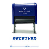 Blue RECEIVED By Date Self Inking Rubber Stamp