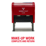 Red Make-Up Work Complete and Return Teacher Self Inking Rubber Stamp