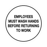 Signs ByLITA Circle Employees Must Wash Hands Before Returning to Work Sign