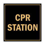 Signs ByLITA Square CPR Station Sign with Adhesive Tape, Mounts On Any Surface, Weather Resistant, Indoor/Outdoor Use