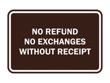Signs ByLITA Classic Framed No Refund No Exchanges Without Receipt Sign