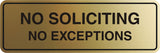 Standard No Soliciting No Exceptions Sign