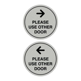 Signs ByLITA Circle Please Use Other Door Sign Set with Adhesive Tape, Mounts On Any Surface, Weather Resistant, Indoor/Outdoor Use