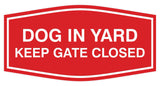 Fancy Dog In Yard Keep Gate Closed Sign