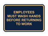 Signs ByLITA Classic Framed Employees Must Wash Hands Before Returning To Work