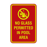 Signs ByLITA Portrait Round No Glass Permitted In Pool Area Sign with Adhesive Tape, Mounts On Any Surface, Weather Resistant, Indoor/Outdoor Use