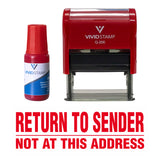 Red Return To Sender Not At This Address Self Inking Rubber Stamp Combo With Refill