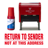 Red Return To Sender Not At This Address Self Inking Rubber Stamp Combo With Refill