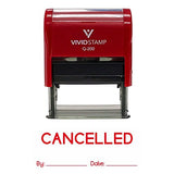 Red Cancelled By Date Self Inking Rubber Stamp