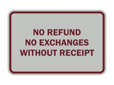 Signs ByLITA Classic Framed No Refund No Exchanges Without Receipt Sign