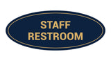 Navy Blue/Gold Oval STAFF RESTROOM Sign