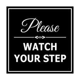 Signs ByLITA Square Classy Please Watch Your Step Sign with Adhesive Tape, Mounts On Any Surface, Weather Resistant, Indoor/Outdoor Use
