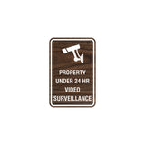 Portrait Round Property Under 24 HR Video Surveillance Sign with Adhesive Tape, Mounts On Any Surface, Weather Resistant