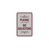 Portrait Round please no soliciting Sign with Adhesive Tape, Mounts On Any Surface, Weather Resistant