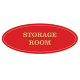 Red / Gold Oval STORAGE ROOM Sign