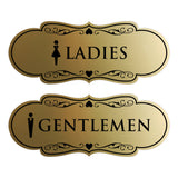 Designer Ladies and Gentlemen Figurines Restroom Signs (Set of 2) For Walls or Doors