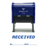 Blue RECEIVED By Date Self Inking Rubber Stamp