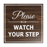 Signs ByLITA Square Classy Please Watch Your Step Sign with Adhesive Tape, Mounts On Any Surface, Weather Resistant, Indoor/Outdoor Use