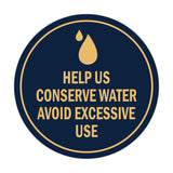 Signs ByLITA Circle Help us conserve water Avoid Excessive Use Sign