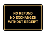 Signs ByLITA Classic Framed No Refund No Exchanges Without Receipt Sign