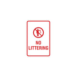 Portrait Round No Littering Sign With Adhesive Tape