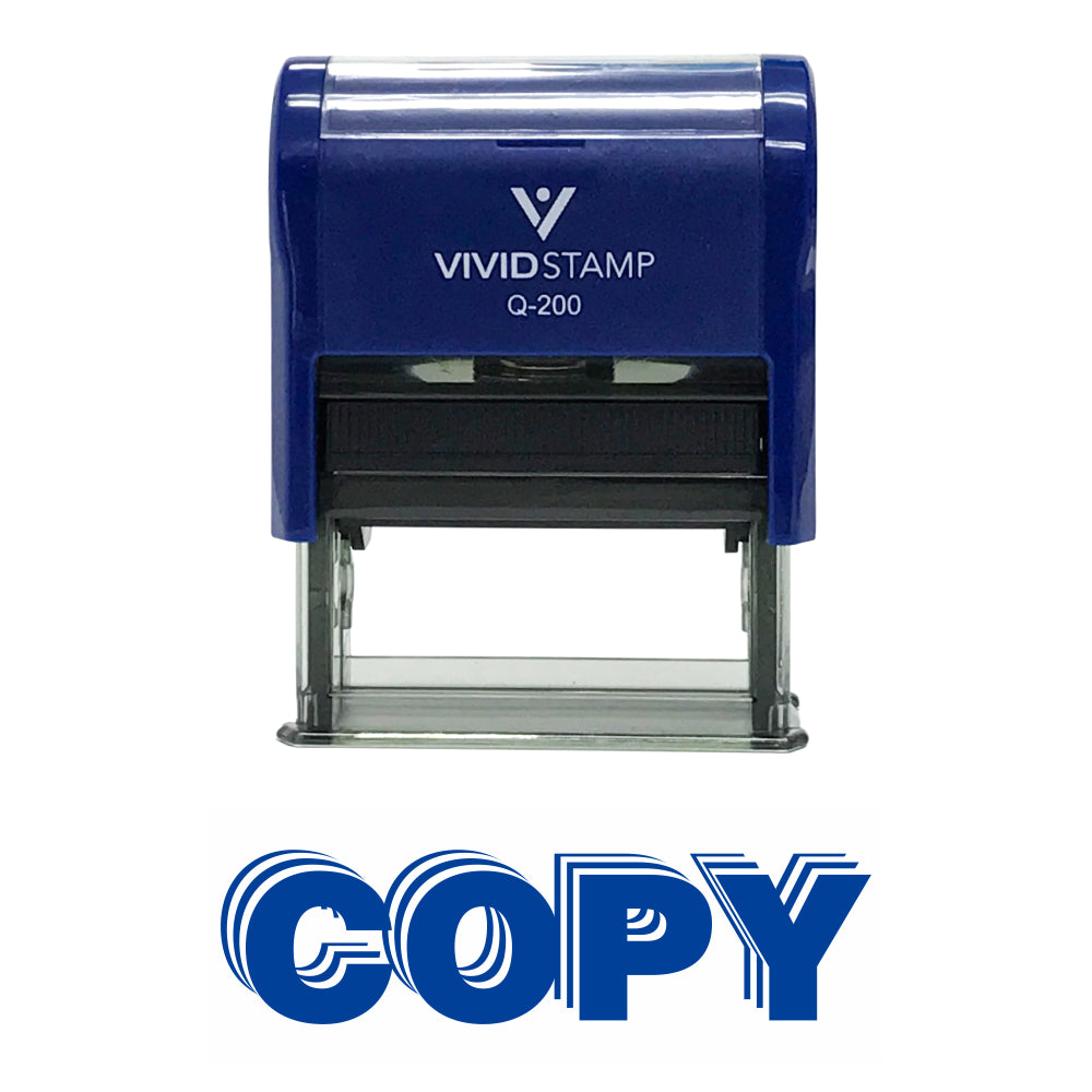Blue Copy Self Inking Rubber Stamp - Copy Stacked Design
