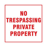 Square No Trespassing Private Property Sign with Adhesive Tape, Mounts On Any Surface, Weather Resistant
