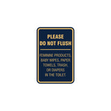 Portrait Round please do not flush etiquette Sign with Adhesive Tape, Mounts On Any Surface, Weather Resistant