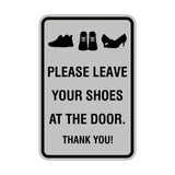 Portrait Round Please leave your shoes at the door thank you Sign with Adhesive Tape, Mounts On Any Surface, Weather Resistant