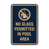 Signs ByLITA Portrait Round No Glass Permitted In Pool Area Sign with Adhesive Tape, Mounts On Any Surface, Weather Resistant, Indoor/Outdoor Use