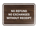 Signs ByLITA Classic Framed No Refund No Exchanges Without Receipt Sign