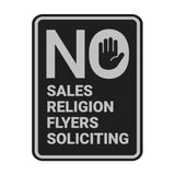 Portrait Round No Sales, No Religion, No Flyers, No Soliciting Wall or Door Sign