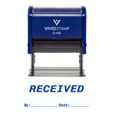 Blue RECEIVED By Date Self Inking Rubber Stamp