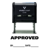 Black APPROVED w/ By Date Line Self-Inking Office Rubber Stamp