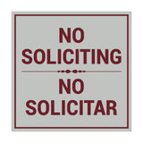 Square No Soliciting No Solicitar Sign with Adhesive Tape, Mounts On Any Surface, Weather Resistant