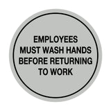 Signs ByLITA Circle Employees Must Wash Hands Before Returning to Work Sign