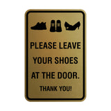 Portrait Round Please leave your shoes at the door thank you Sign with Adhesive Tape, Mounts On Any Surface, Weather Resistant