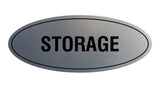Brushed Silver Oval STORAGE Sign