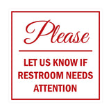 Signs ByLITA Square Please Let Us Know If Restroom Needs Attention Sign