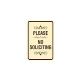 Portrait Round please no soliciting Sign with Adhesive Tape, Mounts On Any Surface, Weather Resistant