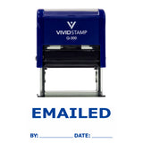 Blue Emailed By Date Self Inking Rubber Stamp
