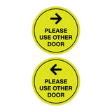 Signs ByLITA Circle Please Use Other Door Sign Set with Adhesive Tape, Mounts On Any Surface, Weather Resistant, Indoor/Outdoor Use