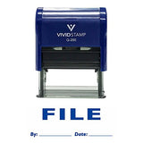 Blue File By Date Self Inking Rubber Stamp