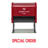 Red Special Order Self Inking Rubber Stamp