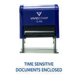 Blue TIME SENSITIVE DOCUMENTS ENCLOSED Self Inking Rubber Stamp