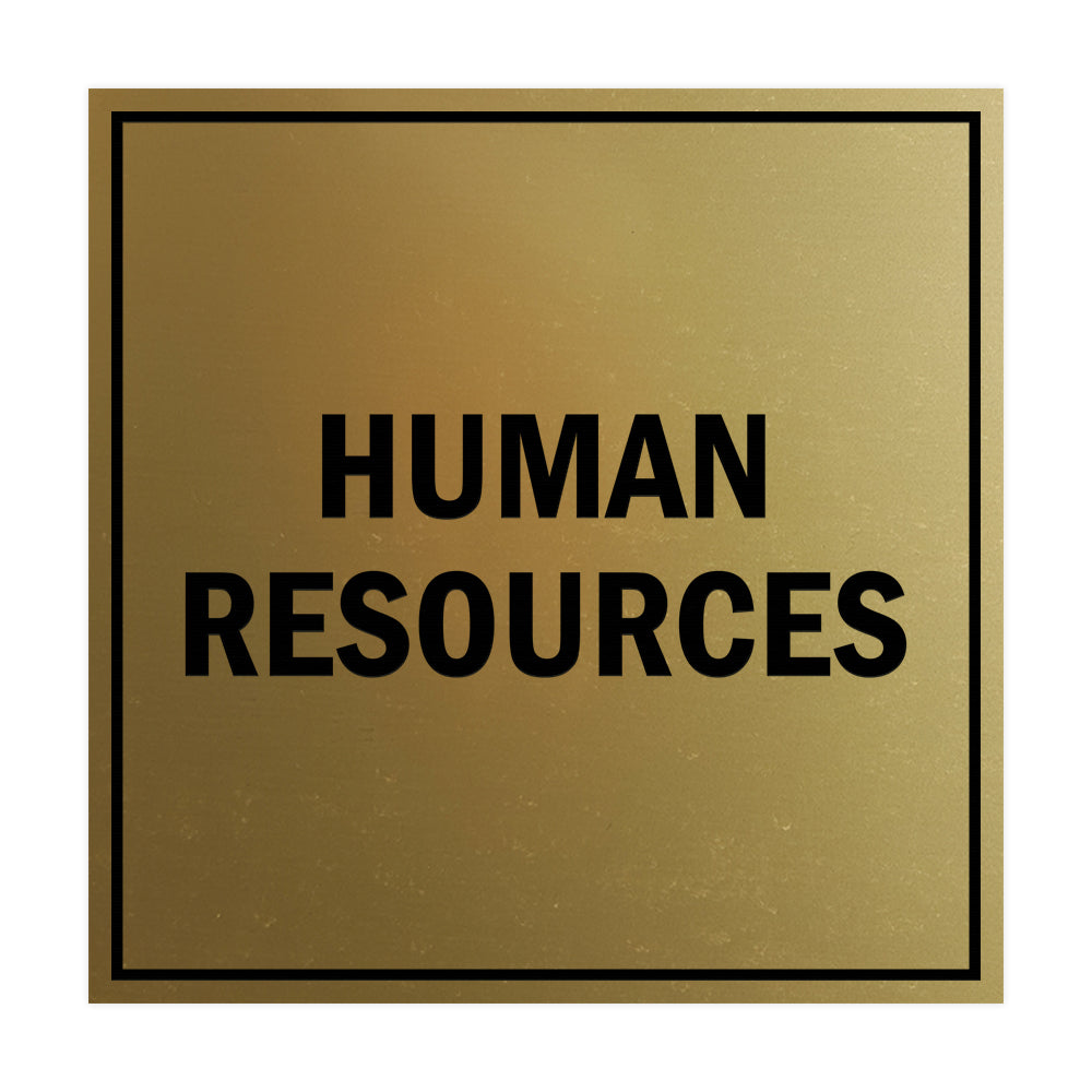 Square Human Resources Sign with Adhesive Tape, Mounts On Any Surface, Weather Resistant